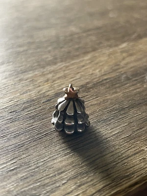$25 • Buy Genuine Pandora Silver 14k Gold Christmas Tree Two Tone Charm #790365