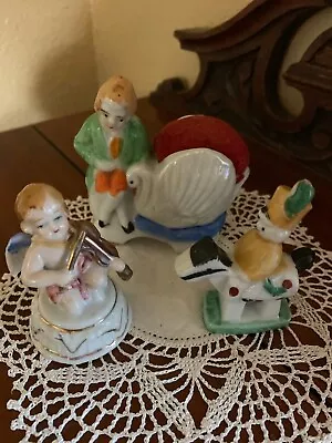 Vintage Made In Japan Lot Of 3 Ceramic Figurines Pincushion • $18.95