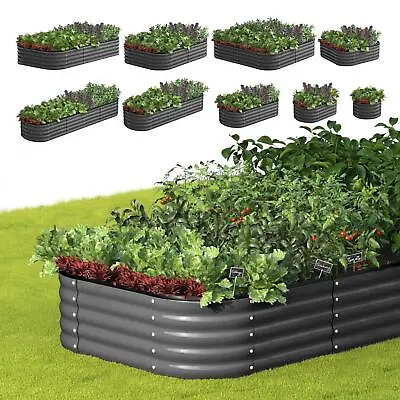 Livsip 9-IN-1 Raised Garden Bed Modular Kit Planter Oval Galvanised Steel 40CM H • $105.90