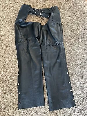 Motorcycle Black Mens Genuine Leather Riding Biker Chaps • $50