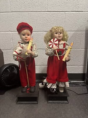 Traditions Animated Boy & Girl 24” Motionettes Vintage Christmas Holiday • $49.99