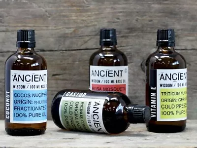 ANCIENT WISDOM PURE BASE OILS 100ml- WIDE RANGE - SELECT OIL  - BARGAIN • £4.99