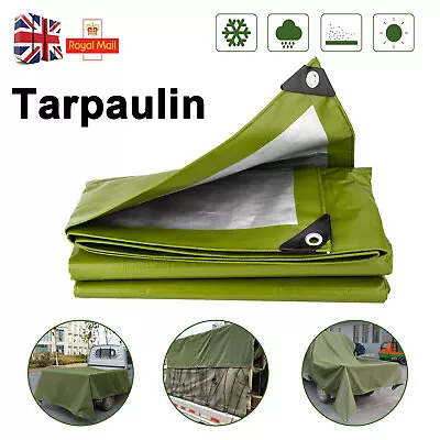 Extra Heavy Duty Tarpaulin Green Waterproof Sheet Thick Tarp Ground Canvas Cover • £39.99