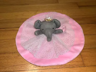 Mud Pie Gray Elephant Pink Sparkle Crown Princess Security Blanket/Lovey • $24.99