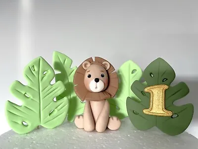 Personalised Fondant Edible Lion / Edible Tropical Leaves / Leave Gold Accent • £8.90