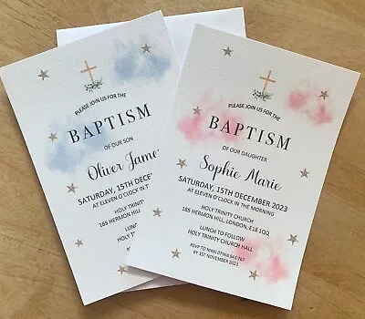 £5.99 • Buy Personalised Christening Invitations Baptism Invites Boy Girl Children X 10