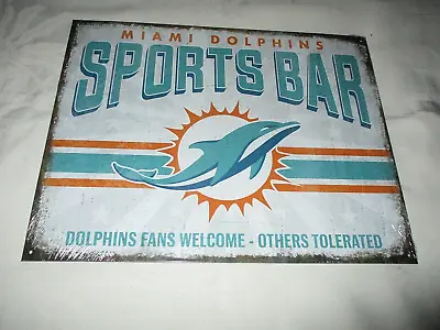 **MIAMI DOLPHINS SPORTS BAR Poster-Style Distressed Metal Sign #2 - NEW** • $19.99