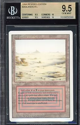 GEM MINT BGS 9.5 Revised Badlands ~ .5 From PRISTINE 10 ~ RARE MTG/Magic Card!!! • $565