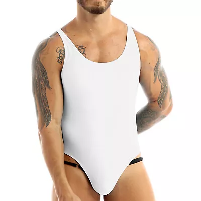 US Mens One-piece Racer Back Bodysuit Thongs Leotard Wrestling Singlet Underwear • $12.21