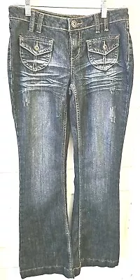 Ladies Mudd Flare Leg Denim Jeans Junior Size 9 Mid Rise Distressed  • $12.99