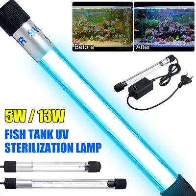 Aquarium Fish Tank Pond UV Steriliser Light Water Clean Lamp Submersible 5W/13W • £12.59