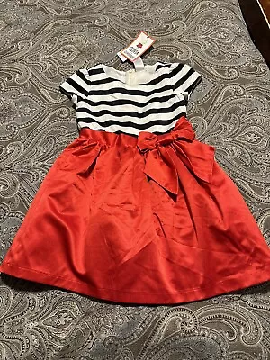 Olivia By Gymboree Girls Size 6 Dress Black & White Striped Red Tulle Skirt • $13.95