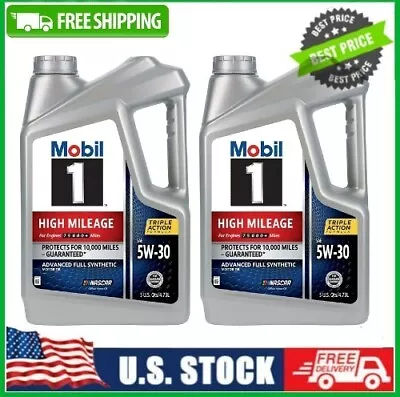 2 Pack Mobil 1 High Mileage Full Synthetic Motor Oil 5W-30 5 Qt • $46.19