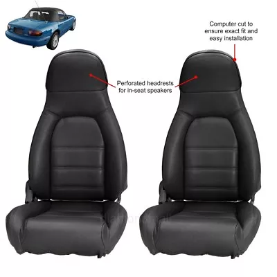 Fits Mazda Miata Seat Covers Fits 90-96 Pair Of Black Leatherette Standard Seats • $109