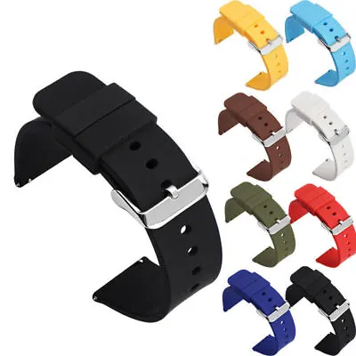 Watch Strap Band Silicone Rubber In 16mm 18mm 20mm 22mm 24mm Sport Quick Release • £3.72