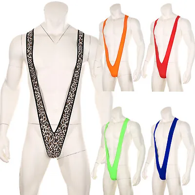 Men Mankini One-Piece V Sling Stretch Singlet Bodysuit Underwear Lingerie Straps • $8.79