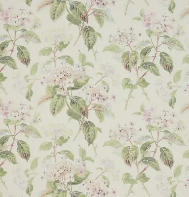 COLEFAX AND FOWLER CURTAIN FABRIC DESIGN  Eloise  1.4 MTR IVORY/GREEN 100% LINEN • £38.69