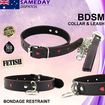 BDSM Cute Bondage Collar Kit Metal Leash Chain Fetish Restraint Adult Sex Toy • $17.99