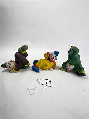 Vintage Ceramic Clown Figurines Trio Hand Painted Collectible Circus Decor • $19.99