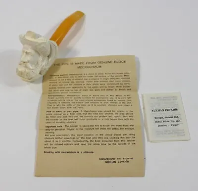 Vintage Nurhan Cevahir Genuine Block Meerschaum Head Made Turkey Unsmoked Pipe • $34.99