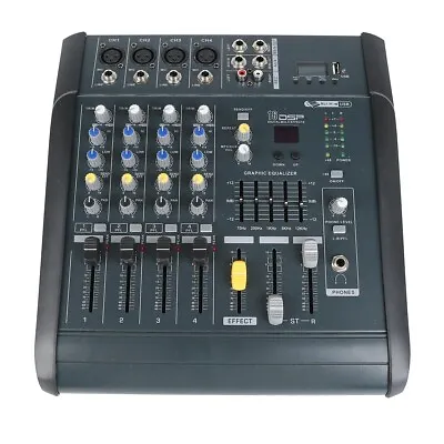 4 Channel Powered Bluetooth Audio Mixer DJ Mixing Amplifier 16DSP Stereo RMS USB • $125.99
