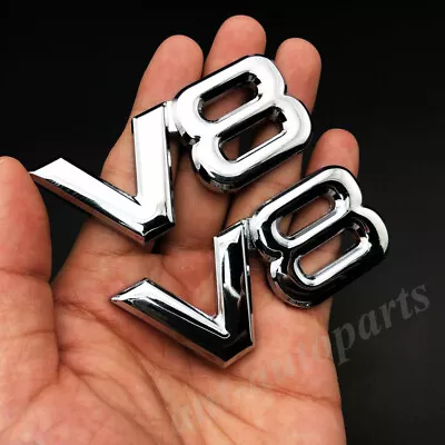$9.90 • Buy 2pcs Metal Chrome V8 Vntage Car Trunk Tailgate Rear Emblem Badge Decal Sticker