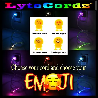 LED Glowing Lighted Light Up EMOJI Charging Charger Cable Cord - Many Colors! • $6.99