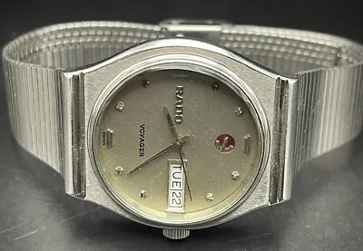 Vintage Watch Rado Voyager Grey Dial Automatic Mens Watch 35mm Swiss Made • £140