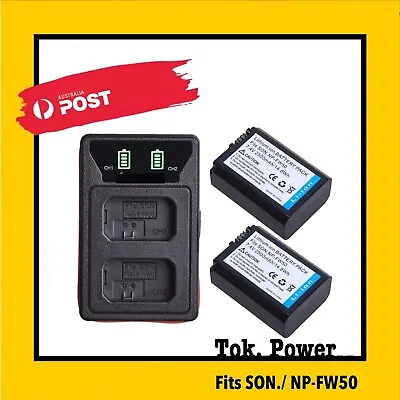 $29.60 • Buy 2x Battery + Dual Charger For Sony Alpha A6500 A6300 A6000 A5000 A3000 NEX-3 A7R