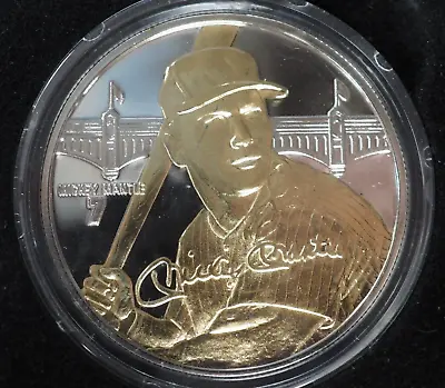 Mickey Mantle Yankees Highland Mint 1.5 Troy Oz Silver W/24kt Gold #0895/1000 • $150