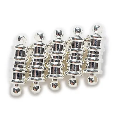 Magnetic Barrel Clasps 5 Silver Plated Brass Jewelry Bracelet Necklace Connector • $7.99