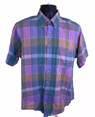 Sero Shirt Mens Large Genuine Indian Madras Plaid Lightweight Button Down • $19.75