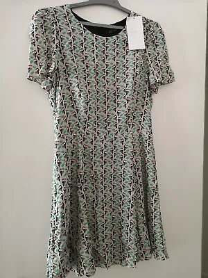 ZARA Tucan Quirky PRINT DRESS BNWT SIZE M Floaty Tea Dress Beige Background  • £17.95