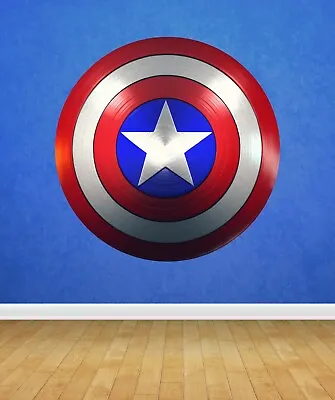 £12.95 • Buy Captain America Shield Wall Art Sticker 60cm X 60cm Superhero Kids Boy Marvel