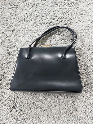 Vintage Waldybag Black Leather Frame Handbag VGC 7 X 9 X 2 • £15
