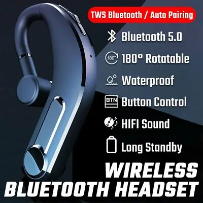£9.78 • Buy Wireless Bluetooth 5.0 Headphones Car Headset Waterproof Earbuds Earpiece Mic