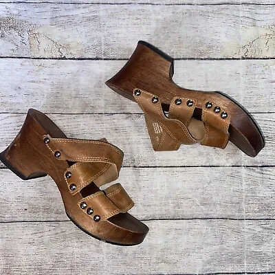 Vintage Candies Wooden Heel Sandal Brown 8 • $25.60