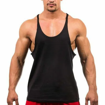 Men Train Bodybuilding Gym Stringer Vest Y Back Racerback Tank Summer Top • $13.99