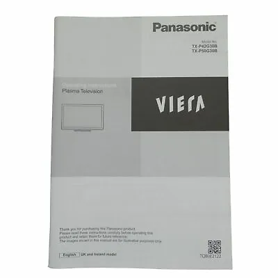 Panasonic Manual Book Operating Instructions For Plasma TV TX-P42G30B TX-P50G30B • £5.99