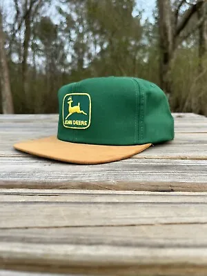 Vintage John Deere Snapback Hat Suede Bill Patch Cap Made In USA K Products Hat. • $14.99