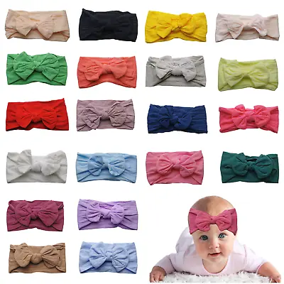 Baby Rabbit Headband Nylon Elastic Bowknot Hair Band Girls Bow-knot Newborn Bow • £2.49