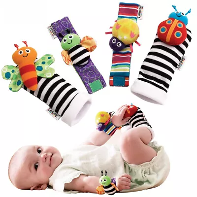 Newborn Baby Soft Rattles Handbells Hand Foot Socks Developmental Kids Toys Gift • £6.66