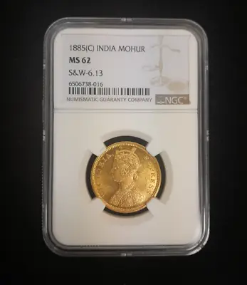 1885 C British India Mohur S & W - 6.13 NGC MS62 Gold Coin • $8000