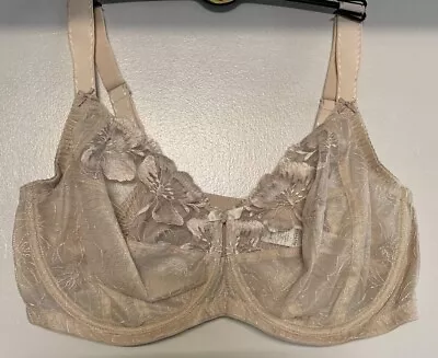 Ex M&S Floral Embroidered Non-Padded Underwired Full Cup Bra Almond • £12.99