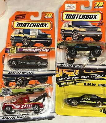 Matchbox 4 Car Truck Lot MOC 14 GMC Wrecker 49 BMW 850I 70 Mercedes E Class+ • $10.95