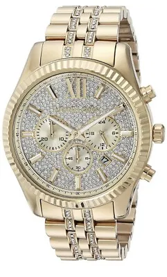 Brand New Michael Kors MK8579 Crystal Lexington Gold Tone Men Watch With Tags! • $155