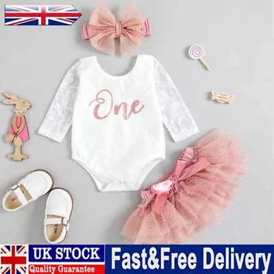 1st Birthday Outfit Baby Girls Frilly Tutu Dress Skirt Cake Smash Rose Gold • £11.79