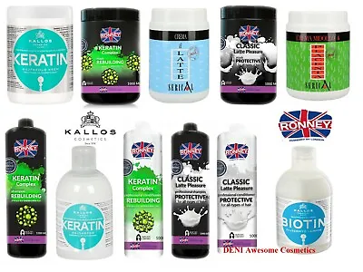 £9.99 • Buy KALLOS / RONNEY /Stapiz Hair Mask Shampoo Conditioner -Keratin,Latte,Placenta,
