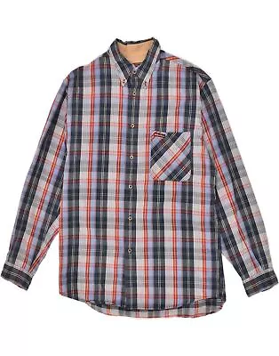 MARLBORO CLASSICS Mens Shirt Large Navy Blue Check Cotton AA03 • $19.96