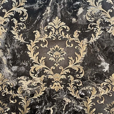 £29.99 • Buy Vasari Marble Black Gold Damask Italian Heavyweight Vinyl Wallpaper 534382